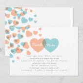 Faire-part de mariage Pastel Hearts (Devant / Derrière)