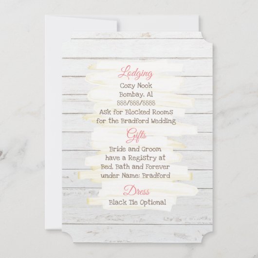 Faire-part de mariage patiné rose bois (Dos)