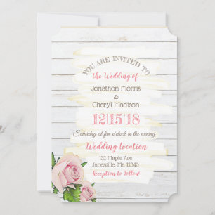Faire-part de mariage patiné rose bois