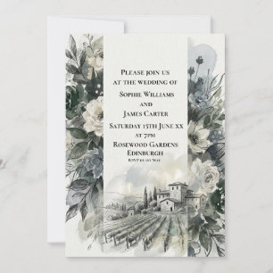 Faire-part de mariage paysage chardon gris