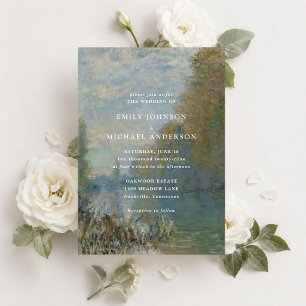 Faire-part de mariage paysage fluvial d'art fin