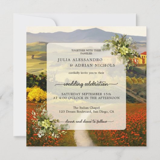 Faire-part de mariage Paysage toscan coloré (Dos)