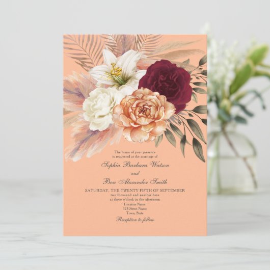 Faire-part de mariage Peach Fuzz (Debout devant)