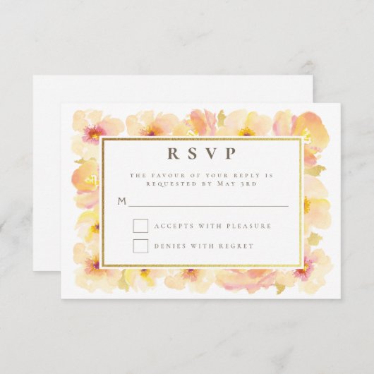 Faire-part de mariage Peaches Cream Gold Frame (Devant / Derrière)
