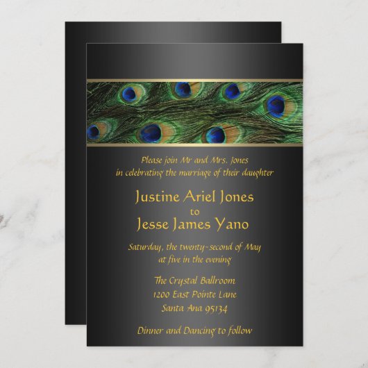 Faire-part de mariage Peacock (Devant / Derrière)