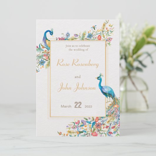 Faire-part de mariage Peacock (Debout devant)