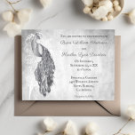 Faire-part de mariage Peacock Argent<br><div class="desc">Invités Invitations à votre prochain mariage avec un Faire-part de mariage Silver Peacock. Le design d'invitation présente un paon élégant contre un feuillage délicat et un arrière - plan grunge. Personnalisez avec les noms du marié et de la mariée ainsi que la date et l'emplacement du mariage. Papier à lettres...</div>