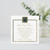 Faire-part de mariage Peacock Blanc et Or (Debout devant)