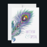 Faire-part de mariage Peacock bleu pourpre et Turq<br><div class="desc">Belles invitations de mariage lavande violet et bleu paon turquoise. Cet élégant faire-part de mariage de paon bleu turquoise est facilement customisé pour votre événement avec votre choix de style de police, de couleur et de libellé à l'avant et à l'arrière. Vous pouvez modifier la couleur de l'arrière - plan....</div>