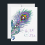 Faire-part de mariage Peacock bleu pourpre et Turq<br><div class="desc">Belles invitations de mariage lavande violet et bleu paon turquoise. Cet élégant faire-part de mariage de paon bleu turquoise est facilement customisé pour votre événement avec votre choix de style de police, de couleur et de libellé à l'avant et à l'arrière. Vous pouvez modifier la couleur de l'arrière - plan....</div>