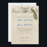 Faire-part de mariage Peacock & Etchs vintage<br><div class="desc">Cette invitation élégante et sophistiquée allie le meilleur de la tradition et la fraîcheur du contemporain. Le mélange d'éléments d'art Vintage et d'aquarelle contemporaine peinte à la main par Audrey Jeanne Roberts donne une belle qualité intemporelle à cette invitation. Un paon majestueux repose sur d'élégants tourbillons gravés et regarde vers...</div>