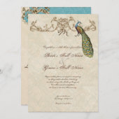 Faire-part de mariage Peacock & Etchs vintage (Devant / Derrière)