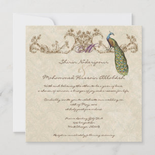 Faire-part de mariage Peacock & Etchs vintage