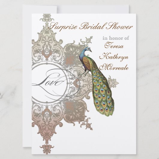 Faire-part de mariage Peacock & Etchs vintage (Devant)