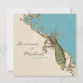 Faire-part de mariage Peacock & Etchs vintage (Dos)