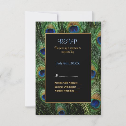 Faire-part de mariage Peacock Feather - RSVP (Devant)