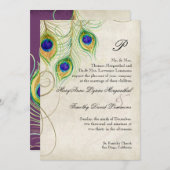 Faire-part de mariage Peacock Feathers (Devant / Derrière)
