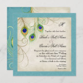 Faire-part de mariage Peacock Feathers (Devant / Derrière)
