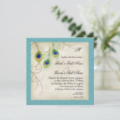 Faire-part de mariage Peacock Feathers (Debout devant)