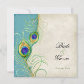 Faire-part de mariage Peacock Feathers (Dos)