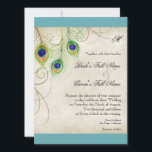 Faire-part de mariage Peacock Feathers<br><div class="desc">C'est une invitation contemporaine et sophistiquée. Doté de plumes Peacock stylisées,  de couleur pastel,  sur une dentelle peinte à la main et arrière - plan parchemin avec votre choix de couleur de bordure arrière - plan,  montré ici en noir. VOUS POURREZ ÉGALEMENT PROFITER :</div>