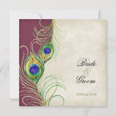 Faire-part de mariage Peacock Feathers (Dos)