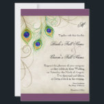 Faire-part de mariage Peacock Feathers<br><div class="desc">C'est une invitation contemporaine et sophistiquée. Doté de plumes Peacock stylisées,  de couleur pastel,  sur une dentelle peinte à la main et arrière - plan parchemin avec votre choix de couleur de bordure arrière - plan,  montré ici en noir. VOUS POURREZ ÉGALEMENT PROFITER :</div>