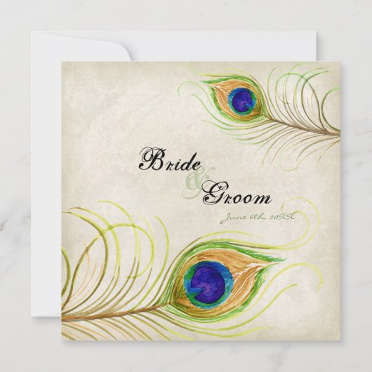 Faire-part de mariage Peacock Feathers (Dos)