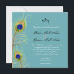 Faire-part de mariage Peacock Feathers<br><div class="desc">C'est une invitation contemporaine et sophistiquée. Doté de plumes Peacock stylisées, de couleur pastel, avec votre choix de couleur arrière - plan, montrées ici en bleu paon. Également disponible dans une version couleur personnalisée où vous pouvez mettre n'importe quelle couleur où la couleur arrière - plan est maintenant. Pendant la...</div>