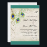 Faire-part de mariage Peacock Feathers<br><div class="desc">C'est une invitation contemporaine et sophistiquée. Doté de plumes Peacock stylisées,  de couleur pastel,  sur une dentelle peinte à la main et arrière - plan parchemin avec votre choix de couleur de bordure arrière - plan,  montré ici en noir. VOUS POURREZ ÉGALEMENT PROFITER :</div>