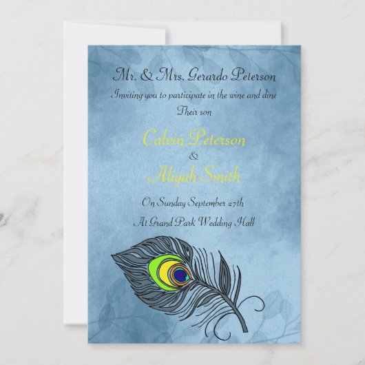Faire-part de mariage Peacock Feathers (Devant)