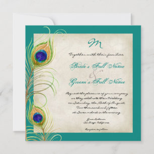 Faire-part de mariage Peacock Feathers