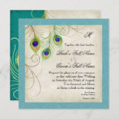 Faire-part de mariage Peacock Feathers (Devant / Derrière)