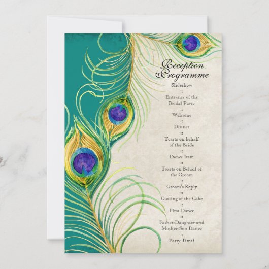 Faire-part de mariage Peacock Feathers (Dos)