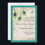 Faire-part de mariage Peacock Feathers<br><div class="desc">PALETTE DE COULEUR : riche bleu turquoise vert, bordeaux, crème, bronzé, bleu, violet, vert et or. COLLECTION DE DESIGN : Il s'agit d'un parent qui émet le modèle de libellé d'invitation pour faciliter la personnalisation. C'est une invitation contemporaine et sophistiquée. Doté de plumes Peacock stylisées, de couleur pastel, sur une...</div>
