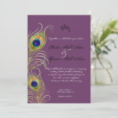 Faire-part de mariage Peacock Feathers (Debout devant)