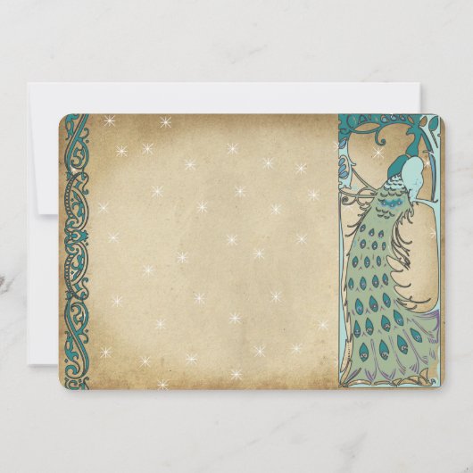 Faire-part de mariage Peacock Gold Fairy (Dos)