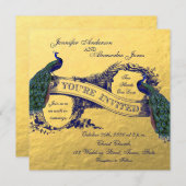 Faire-part de mariage Peacock Gold Foil (Devant / Derrière)