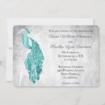 Faire-part de mariage Peacock turquoise<br><div class="desc">Invités Invitations à votre prochain mariage avec un Faire-part de mariage Peacock Turquoise. Le design d'invitation présente un paon élégant contre un feuillage délicat et un arrière - plan grunge. Personnalisez avec les noms du marié et de la mariée ainsi que la date et l'emplacement du mariage. Papier à lettres...</div>