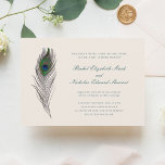 Faire-part de mariage Peacock vintage<br><div class="desc">Ce faire-part de mariage beige de style vintage présente un design époustouflant de plumes de paon bleu et vert, lui donnant un aspect unique et élégant. L'arrière - plan beige dégage une atmosphère chaleureuse et accueillante, évoquant une sensation de nostalgie et d'intemporalité. Le design en plumes de paon bleu et...</div>