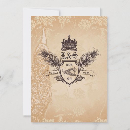 Faire-part de mariage Peacock Vintage 1.0 (Devant)