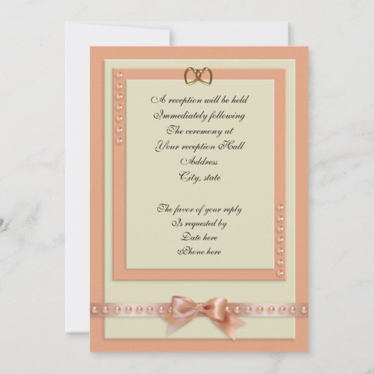 Faire-part de mariage pêche et crème (Dos)