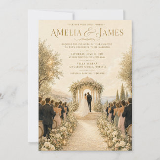 Faire-part de mariage peinture de villa italienne