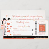 Faire-part de mariage Penguin Love/Billet d'embarq (Devant / Derrière)