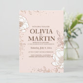 Faire-part de mariage Peony Rose Entrelacement de  (Debout devant)