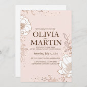 Faire-part de mariage Peony Rose Entrelacement de  (Devant / Derrière)