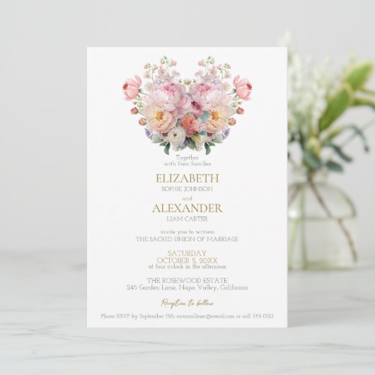 Faire-part de mariage Peony Whisper (Debout devant)