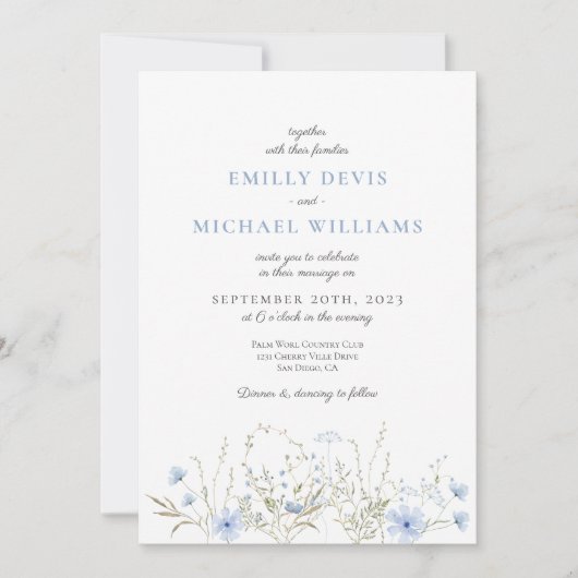 Faire-part de mariage périphérique Fleur sauvage b (Devant)