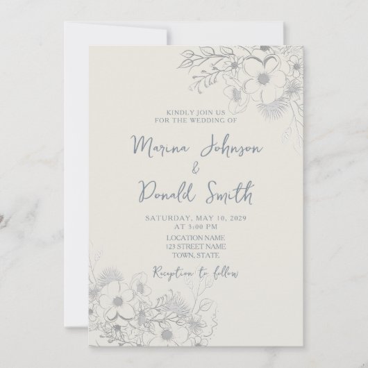 Faire-part de mariage périphérique Fleur sauvage b (Devant)