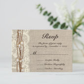 Faire-part de mariage perles corde de jute rustiqu (Debout devant)